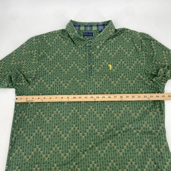 William Murray Mens Size XXL Green Golf Polo Beer Mug Print Performance Stretch - Picture 13 of 16